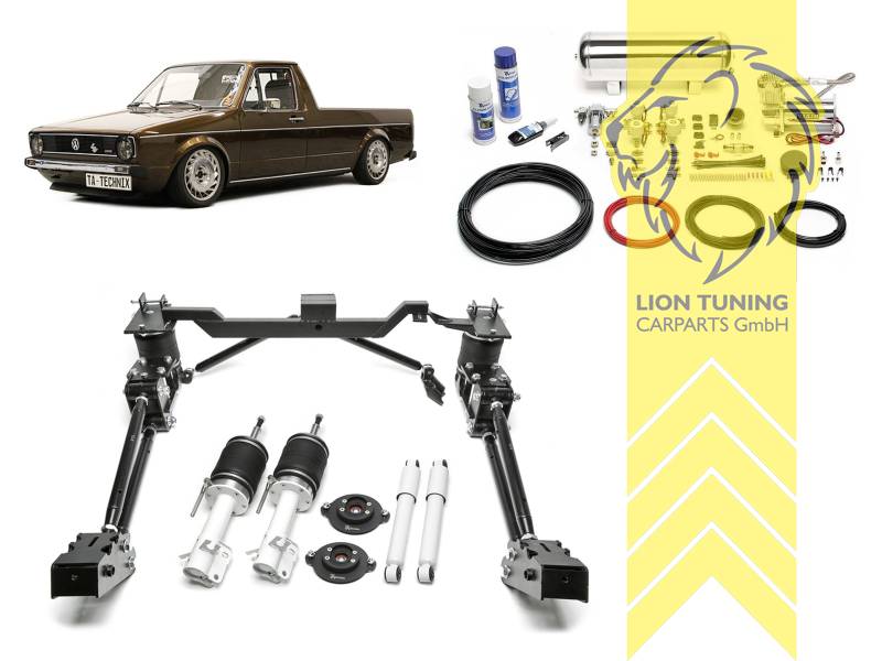 nur passend bis Fahrgestellnummer 14-G-020 000, 11,5L Tank chrom / ViAir Kompressor chrom, fest, weiss, ohne lastabhängigen Bremskraft (ALB) Regler, Stahl verzinkt, Eintragungspflichtig / Teilegutachten wird nach Kauf spezifisch ausgestellt